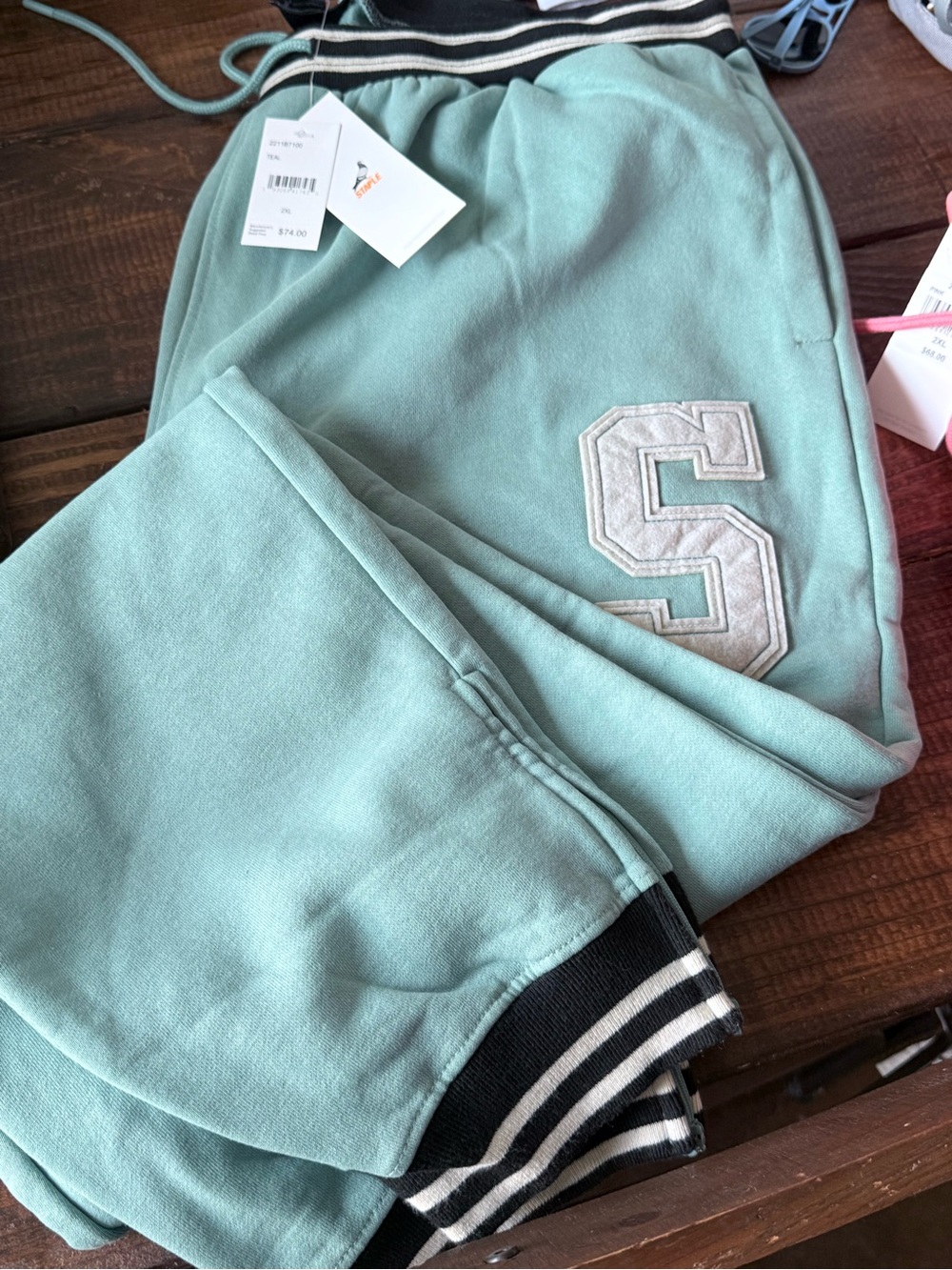 Staple Mint Green Joggers with Striped Waistband